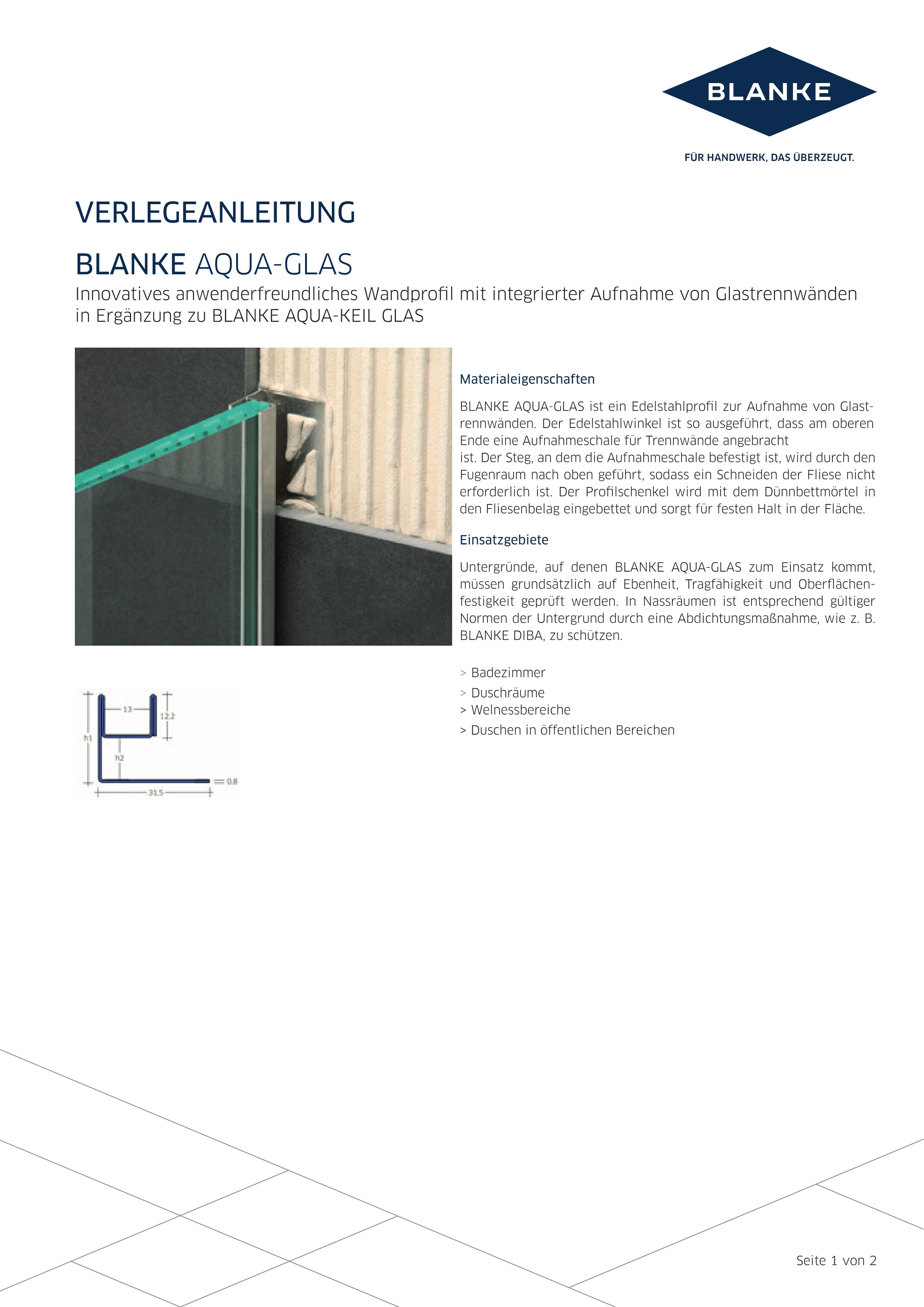 BLANKE AQUA-GLAS Verlegeanleitung