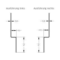AQUA-KEIL WAND, Edelstahl, natur, geb&uuml;rstet, rechter Anschlag, 12,5mm/40mm/2m