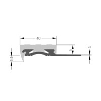 Stufenprofil, Aluminium, natur, graphitschwarzer Einleger, 11mm/3m