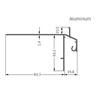 BALKON-Abschlussprofil-Verbinder, Aluminium, mittelgrau, beschichtet, 10,5mm