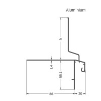 BALKON-Drainkiesleiste-Verbinder, Aluminium, edelstahlmetallic, beschichtet, 60mm