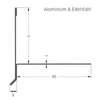 BALKON-Kiesleiste Eckverbinder, Edelstahl, natur, gebürstet, 60mm