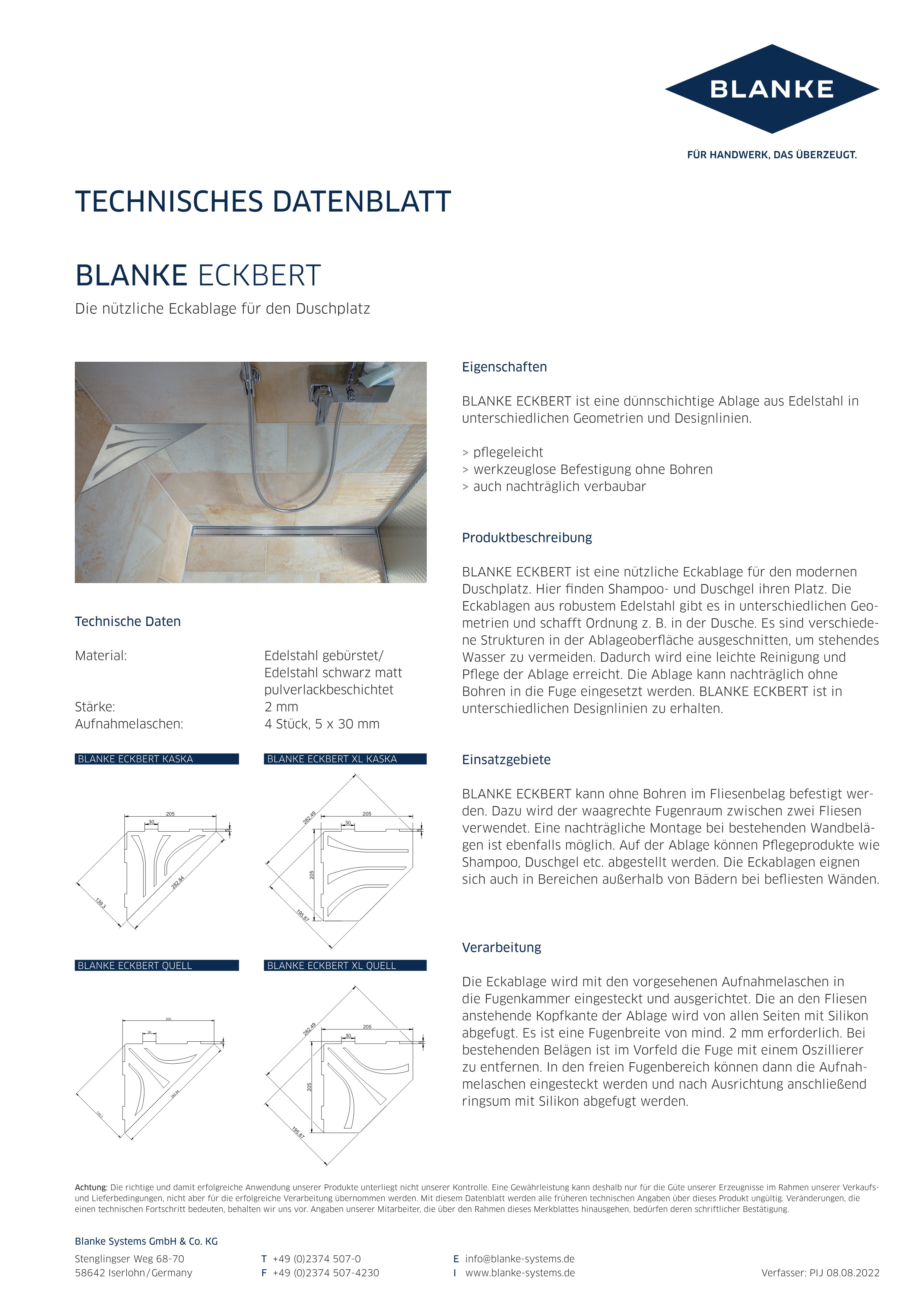 BLANKE ECKBERT Technisches Datenblatt